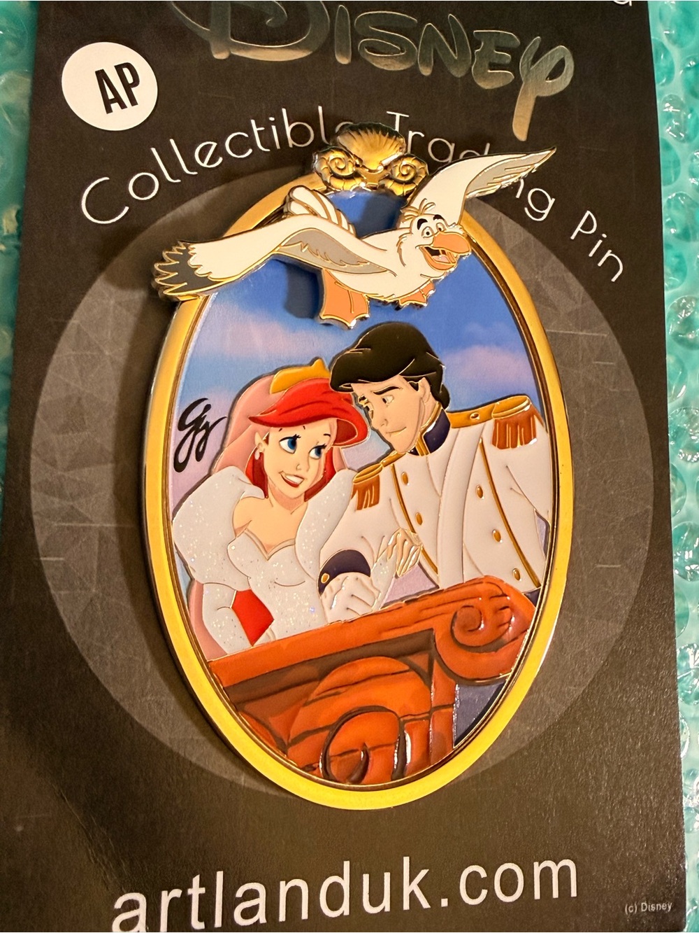 Disney Ariel & Prince Romantic Oval Enamel Pin — Red, White, Blue, Gold